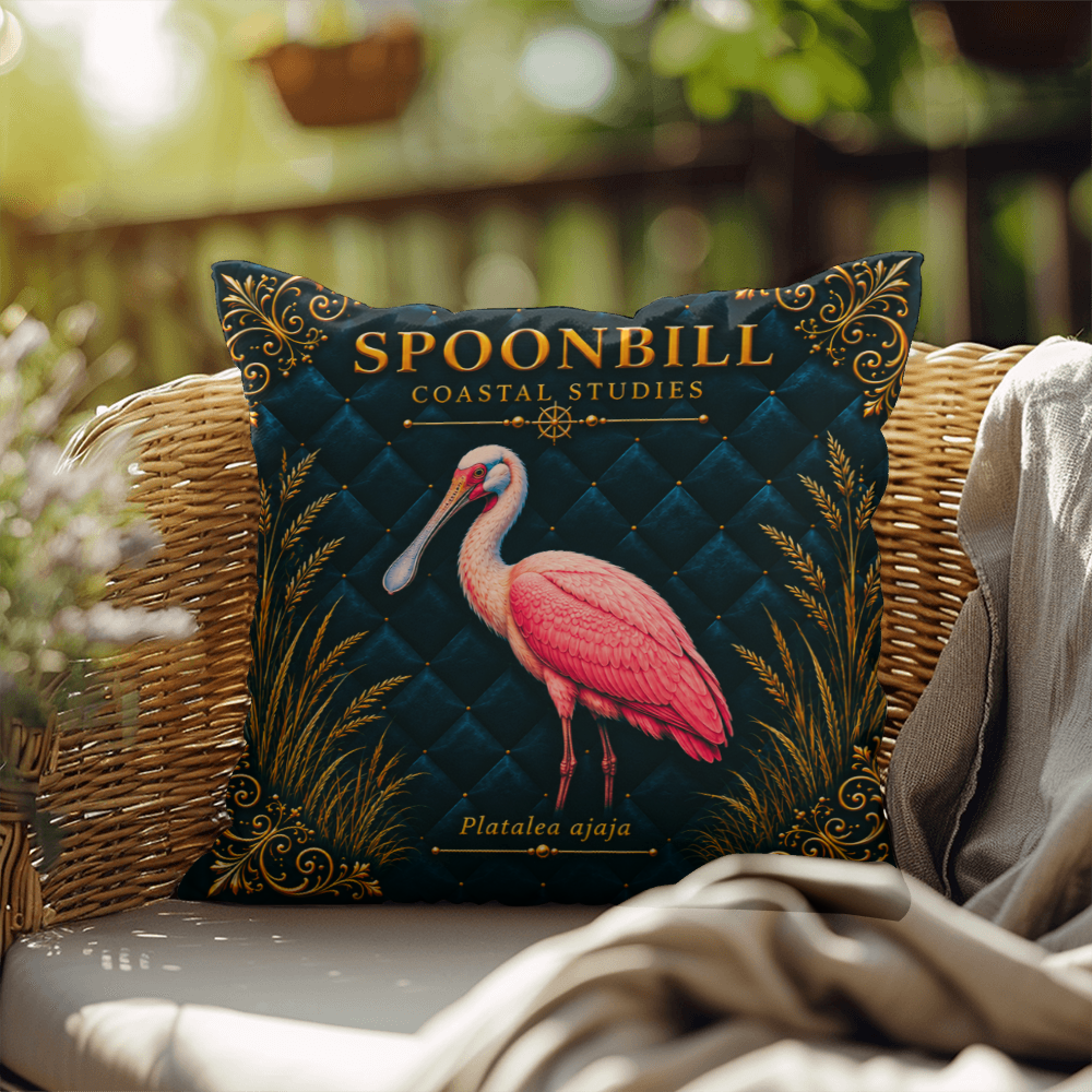 Spoonbill Outdoor Pillow | Coastal Patio Decor | Lace & Grit