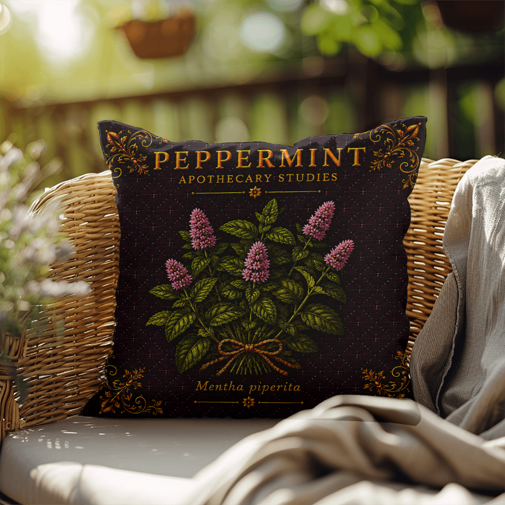 Peppermint Outdoor Pillow | Apothecary Patio Decor | Lace & Grit