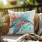 Sea Turtle Splash Outdoor Pillow | Coastal Home Décor | Beachy Patio Cushion | Nautical Throw Pillow | Vibrant Ocean Art