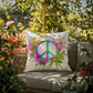 Vibrant Rainbow Peace Sign Outdoor Pillow | Watercolor Tie-Dye Throw Pillow | Hippie Garden Cushion