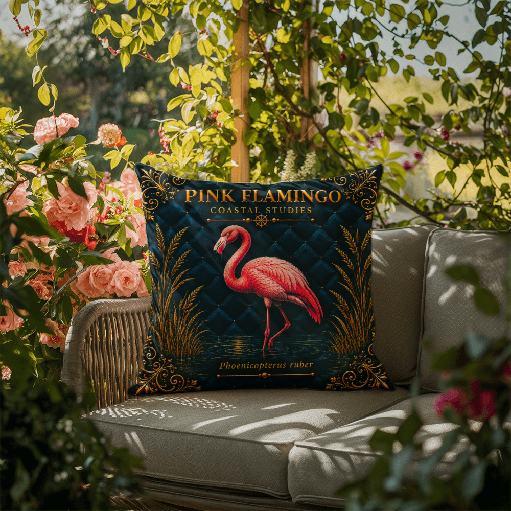 Pink Flamingo Outdoor Pillow | Coastal Patio Decor | Lace & Grit