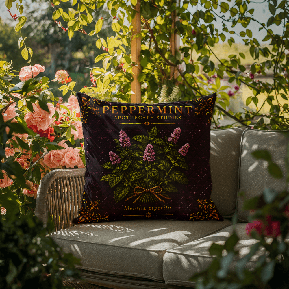 Peppermint Outdoor Pillow | Apothecary Patio Decor | Lace & Grit