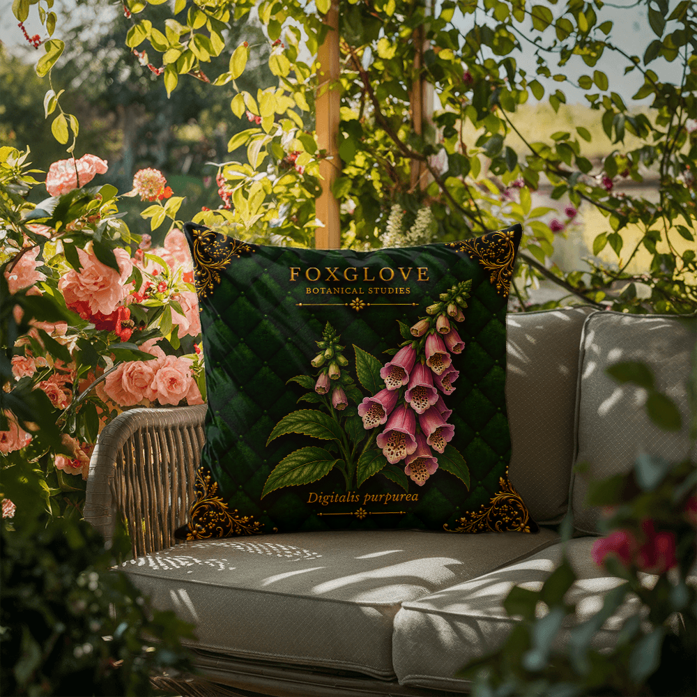 Foxglove Outdoor Pillow | Botanical Patio Decor | Lace & Grit