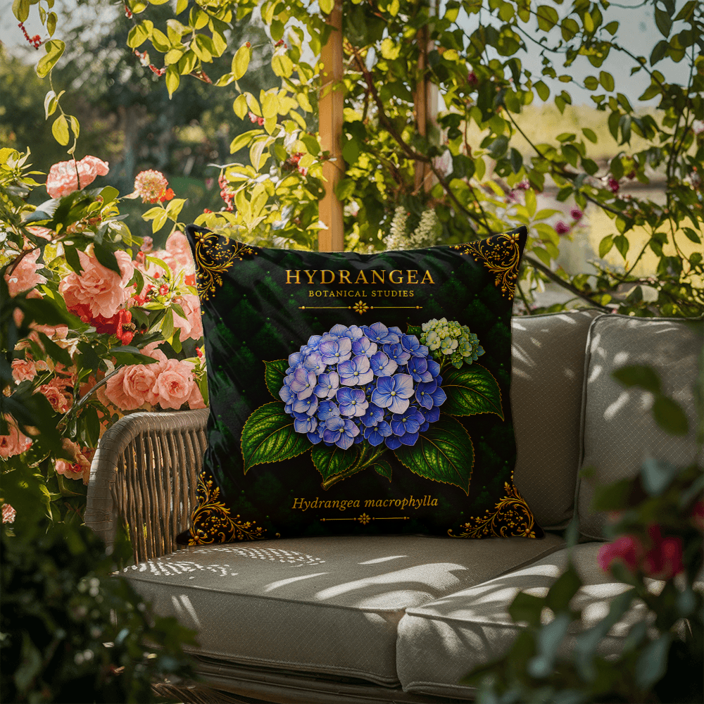 Hydrangea Outdoor Pillow | Botanical Patio Decor | Lace & Grit