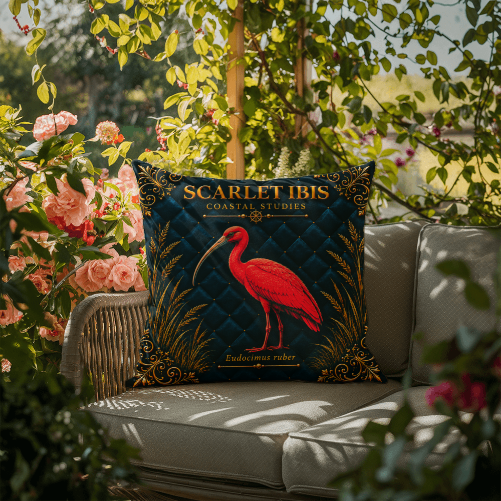 Scarlet Ibis Outdoor Pillow | Coastal Patio Decor | Lace & Grit