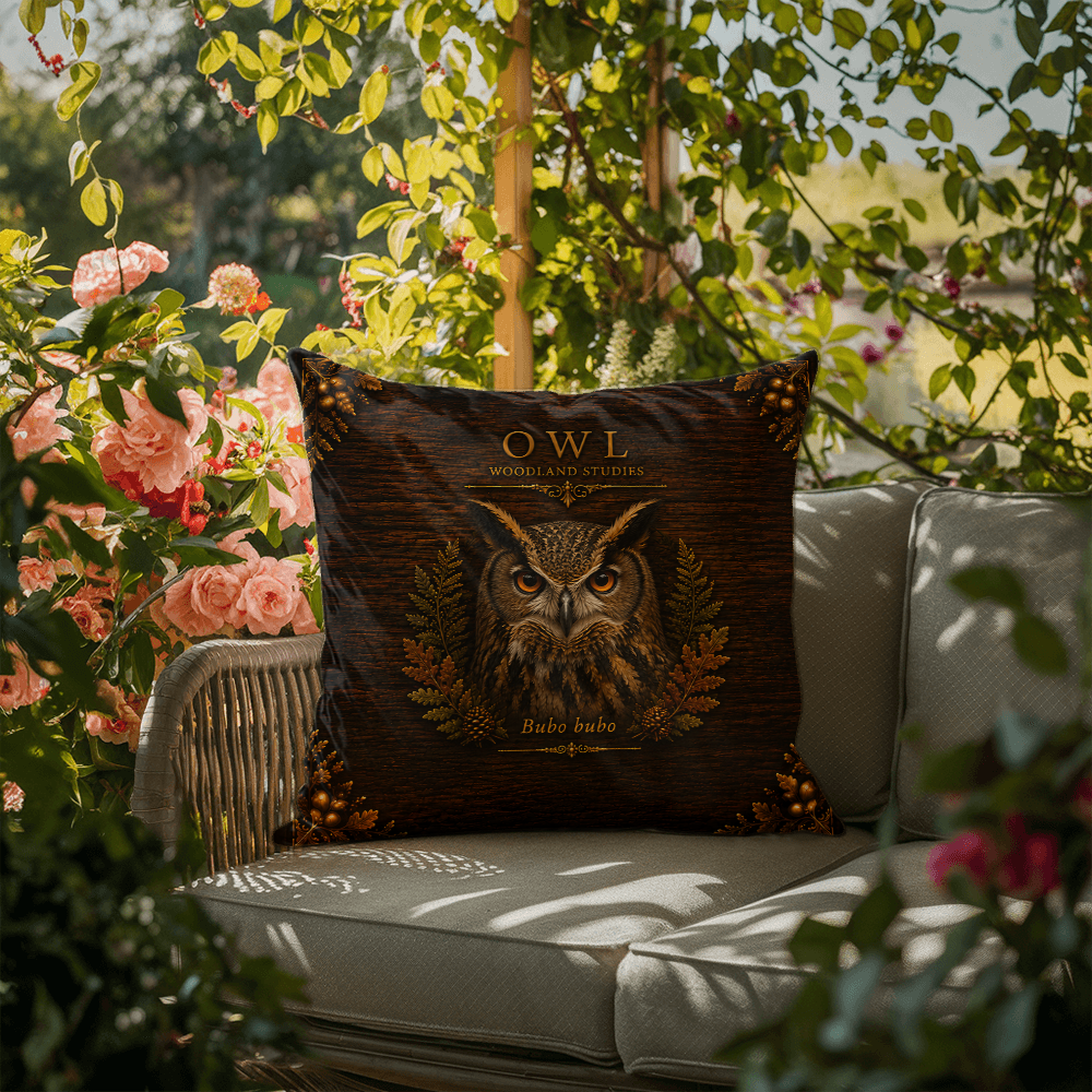 Owl Outdoor Pillow | Woodland Patio Decor | Lace & Grit