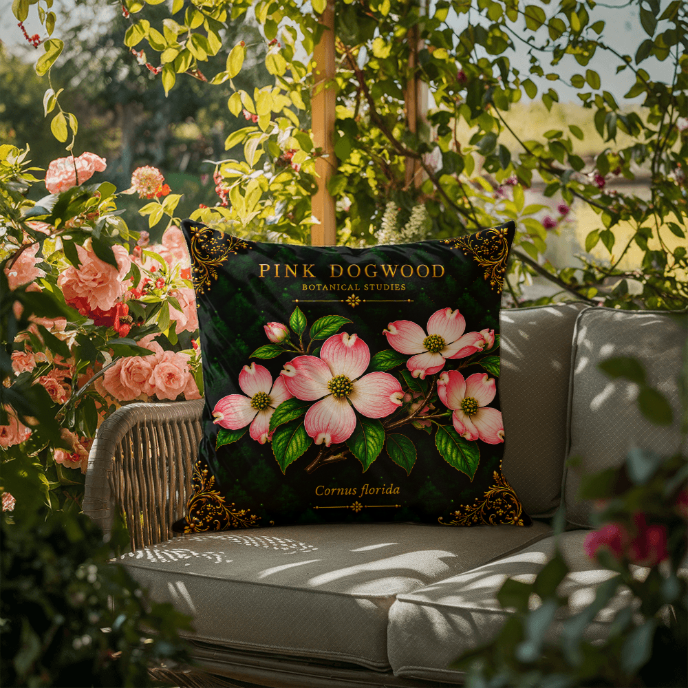 Pink Dogwood Outdoor Pillow | Botanical Patio Decor | Lace & Grit