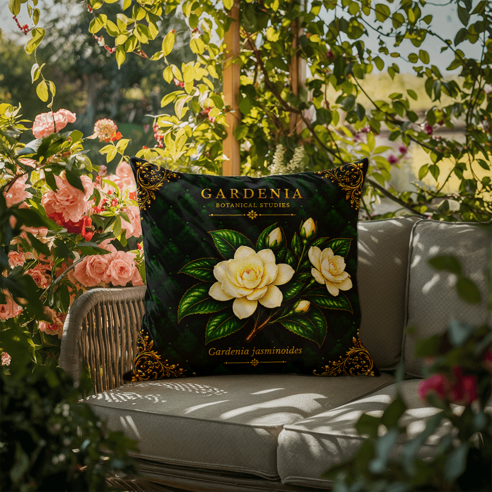 Gardenia Outdoor Pillow | Botanical Patio Decor | Lace & Grit