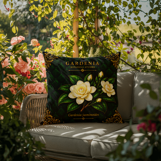 Gardenia Outdoor Pillow | Botanical Patio Decor | Lace & Grit