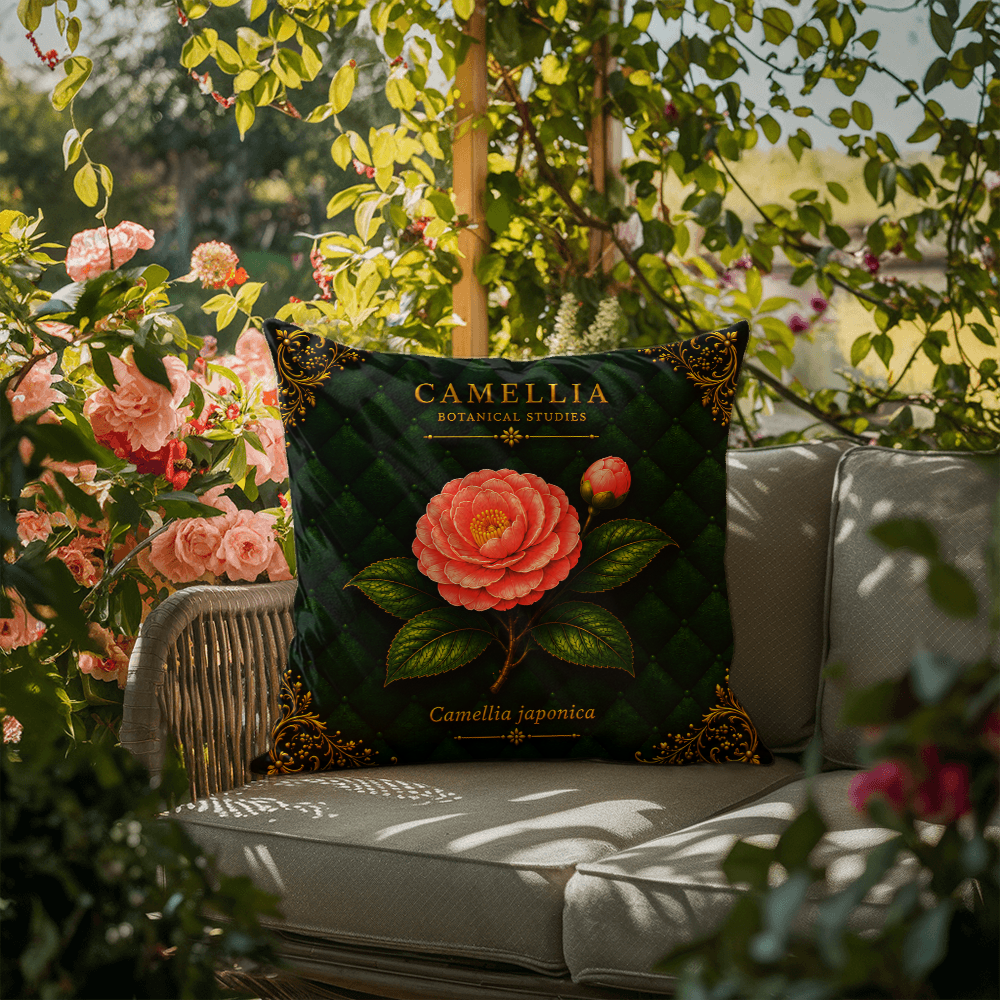 Camellia Outdoor Pillow | Botanical Patio Decor | Lace & Grit