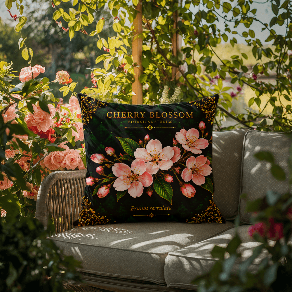 Cherry Blossom Outdoor Pillow | Botanical Patio Decor | Lace & Grit
