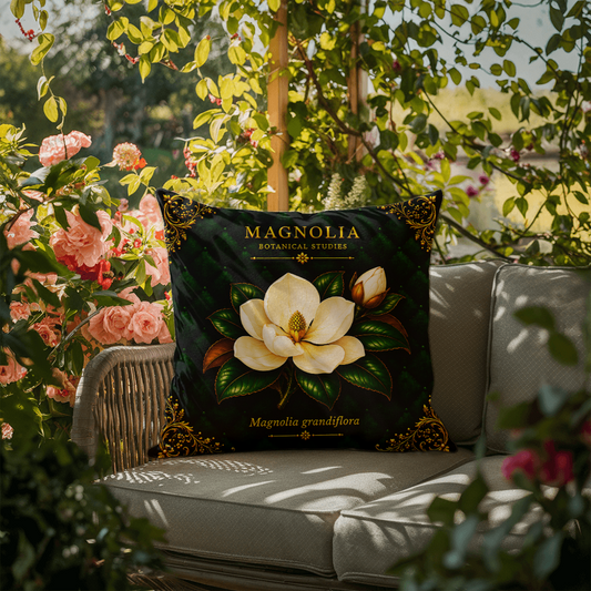 Magnolia Outdoor Pillow | Botanical Patio Decor | Lace & Grit