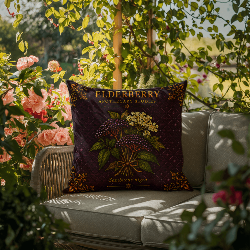 Elderberry Outdoor Pillow | Apothecary Patio Decor | Lace & Grit