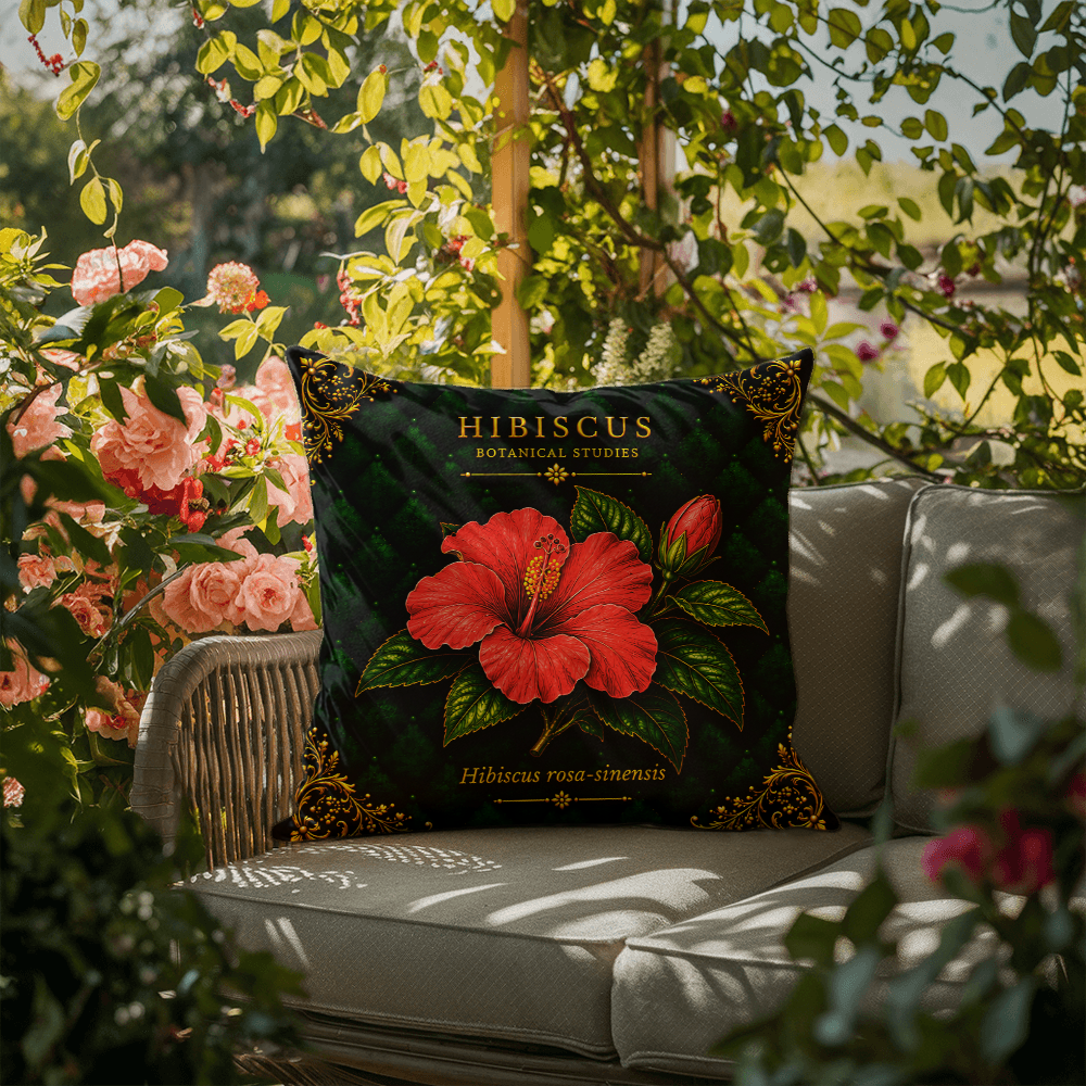 Hibiscus Outdoor Pillow | Botanical Patio Decor | Lace & Grit
