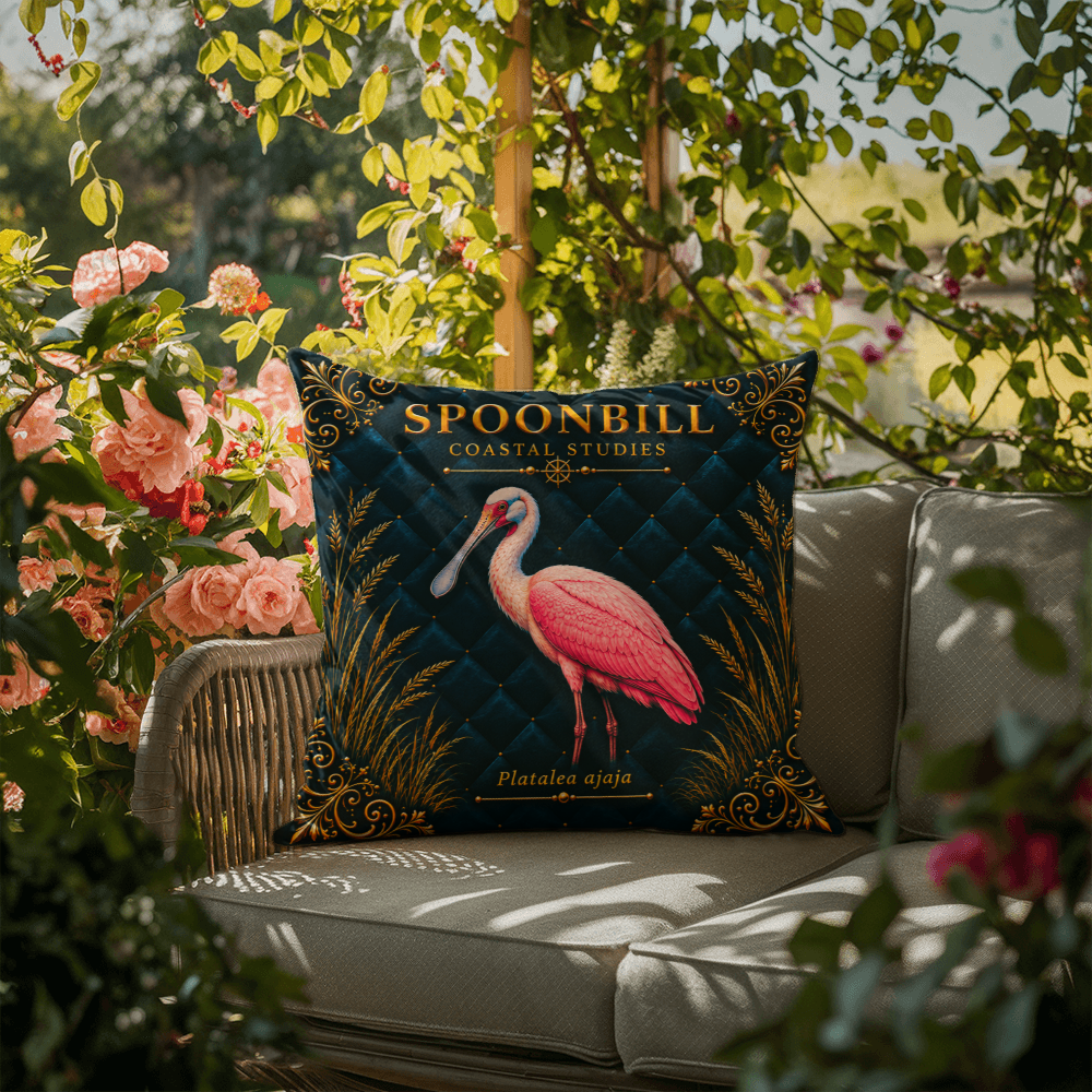 Spoonbill Outdoor Pillow | Coastal Patio Decor | Lace & Grit