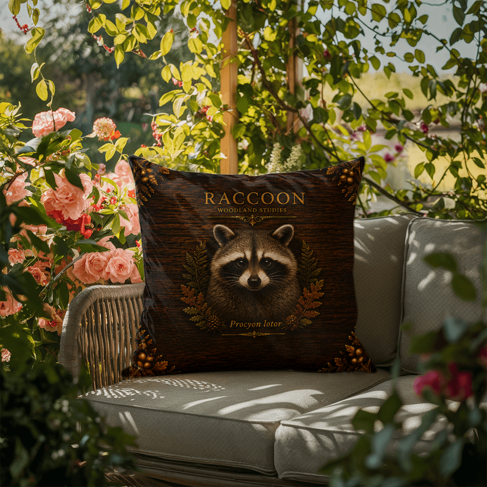 Raccoon Outdoor Pillow | Woodland Patio Decor | Lace & Grit