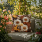 Rustic Sunflower Outdoor Pillow | Boho Floral Cushion | Yellow Wildflower Garden Décor | Farmhouse Throw Pillow