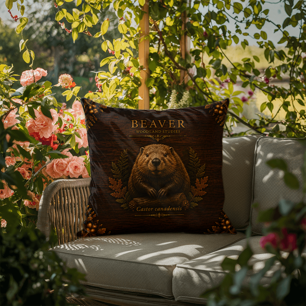 Beaver Outdoor Pillow – Woodland Patio Decor | Lace & Grit