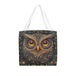 Layered-Looking Owl Tapestry Tote Bag – Earthy Boho Forest Style