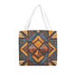 Layered-Looking Rustic Geometric Tote Bag – Simulated Wood Texture Design