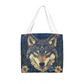Layered-Looking Mystical Wolf Tote Bag – Spirit Animal Moonlit Design