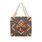 Layered-Looking Rustic Geometric Tote Bag – Simulated Wood Texture Design