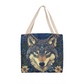 Layered-Looking Mystical Wolf Tote Bag – Spirit Animal Moonlit Design