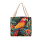Layered-Looking Tropical Parrot Tote Bag – Vibrant Jungle-Inspired Carryall