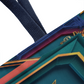 Layered-looking Boho Geometric Tote Bag – Teal & Gold Art Deco-Inspired Design