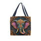 Layered-Looking Regal Elephant Tote Bag – Boho Luxe Sacred Guardian Design