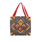Layered-Looking Rustic Geometric Tote Bag – Simulated Wood Texture Design