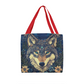 Layered-Looking Mystical Wolf Tote Bag – Spirit Animal Moonlit Design