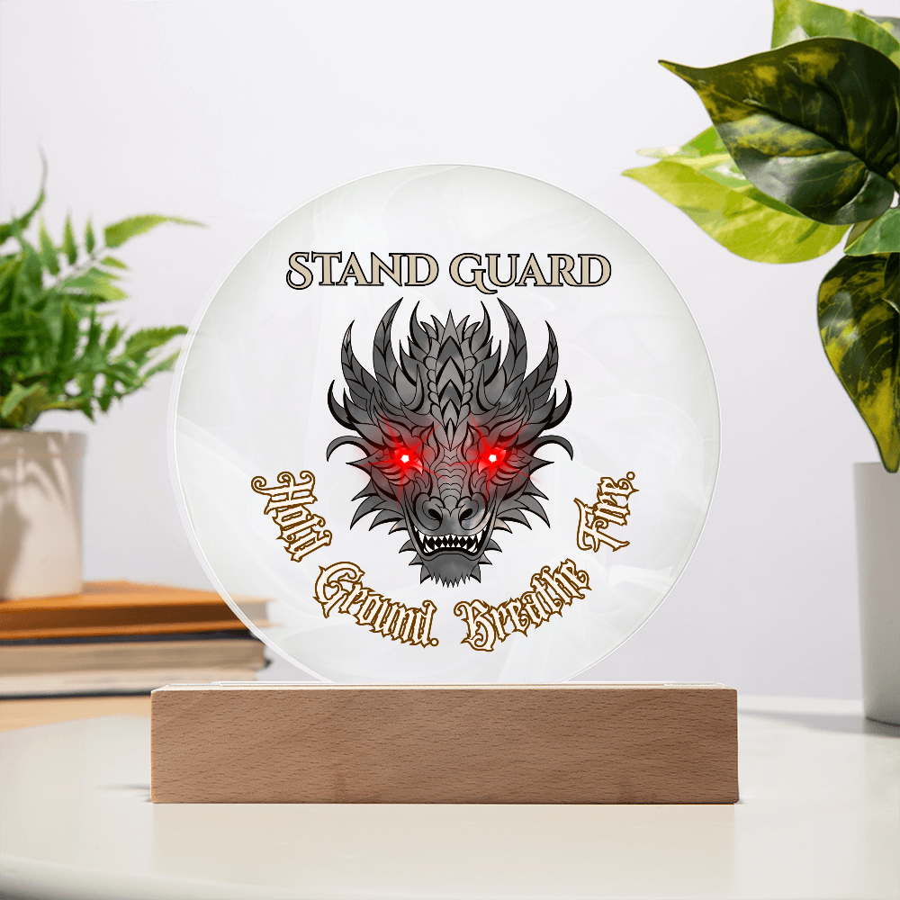 Stand Guard Dragon Plaque – Hold Ground Breathe Fire Acrylic Decor