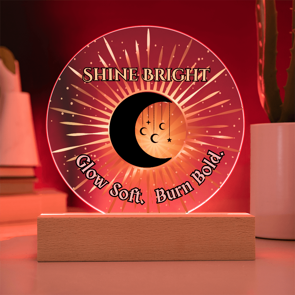 Shine Bright Moon Sun Acrylic Plaque – Celestial Boho Night Light Gift