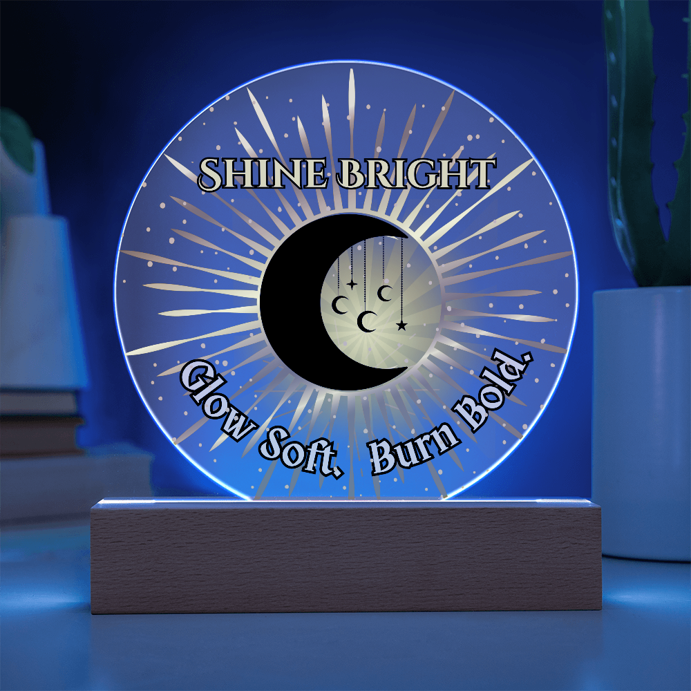 Shine Bright Moon Sun Acrylic Plaque – Celestial Boho Night Light Gift