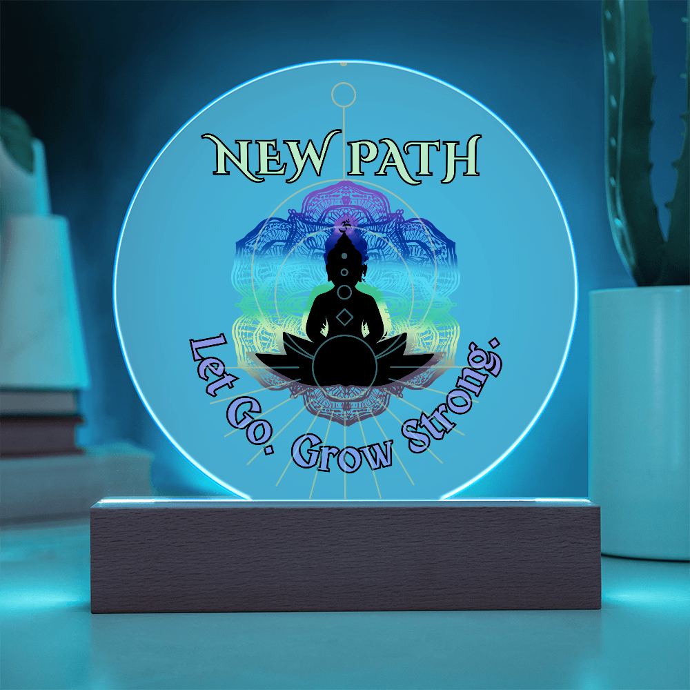 New Path Buddha Plaque – Let Go Grow Strong Rainbow Chakra Decor