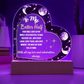 Heart-shaped LED acrylic plaque with sentimental message