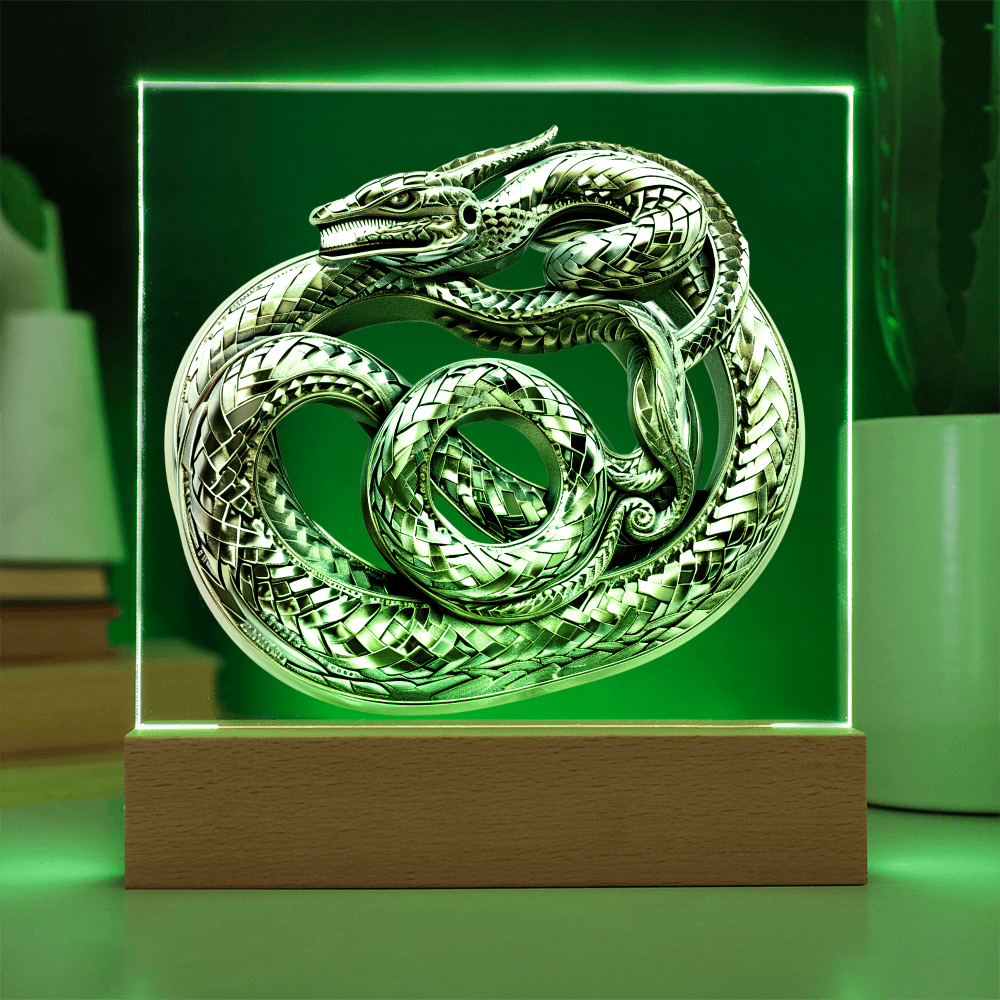 Arcane Embossed Look Serpent Plaque – Mystical Fantasy Light Panel