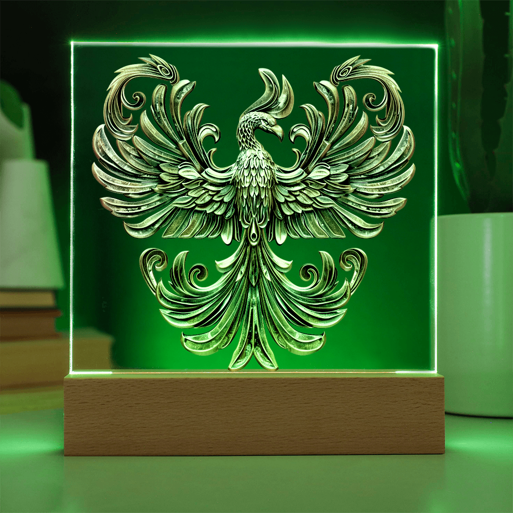 Arcane Embossed Look Phoenix Plaque – Mystical Fantasy Light Panel
