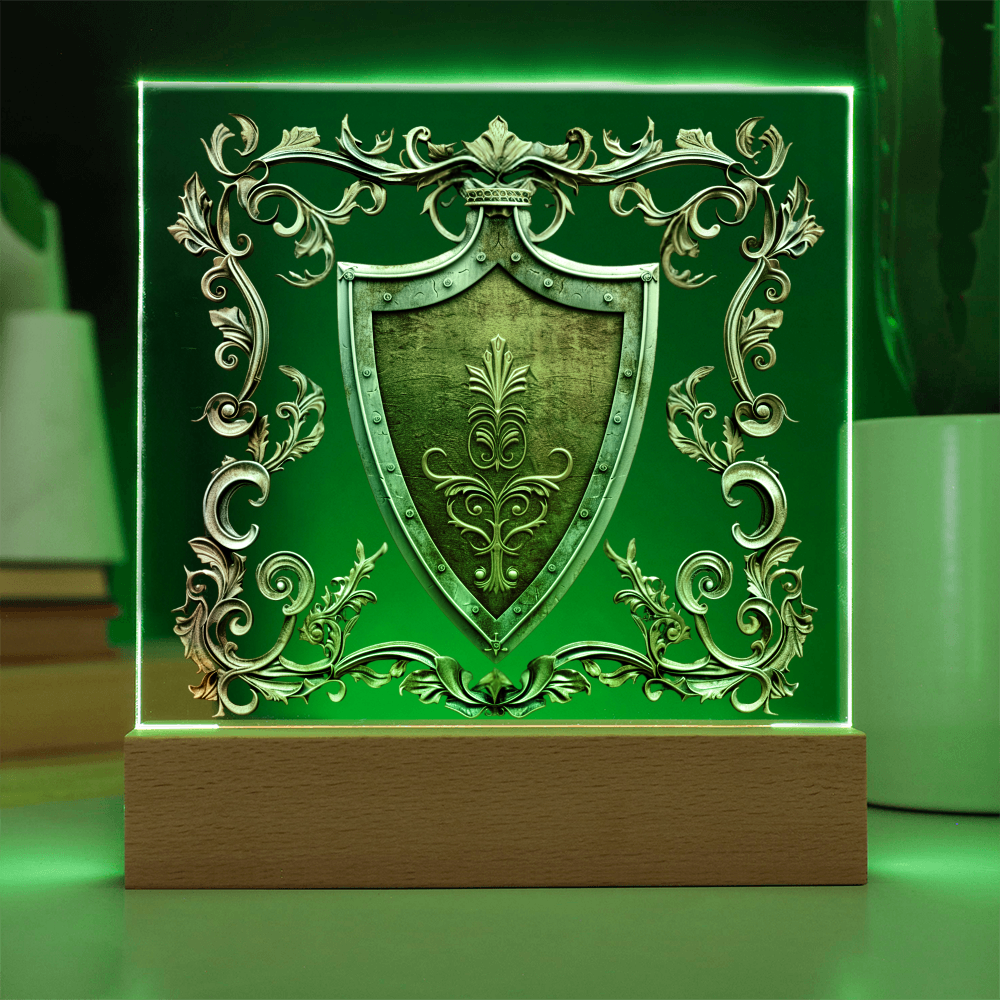 Armory Embossed Look Knight's Shield Plaque – Medieval Fantasy Light Panel