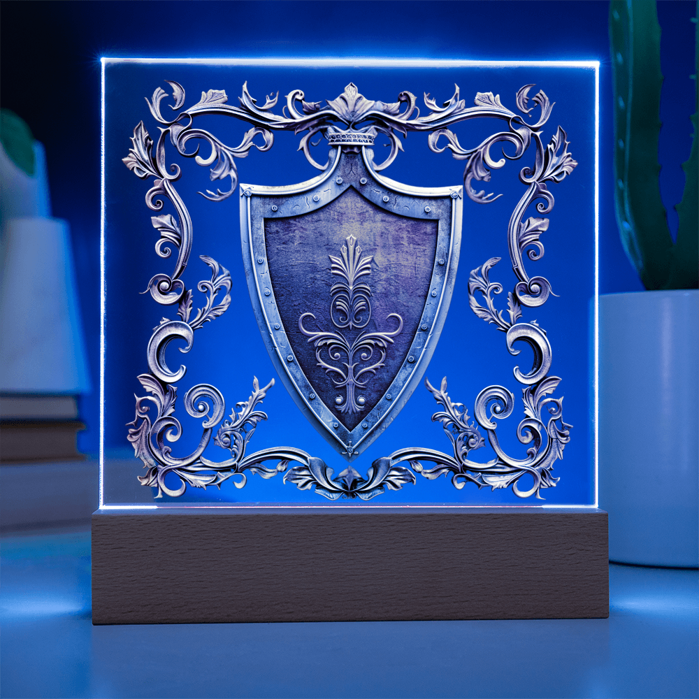 Armory Embossed Look Knight's Shield Plaque – Medieval Fantasy Light Panel