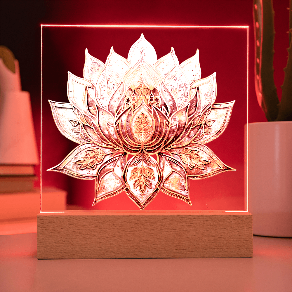 Arcane Embossed Look Lotus Plaque – Mystical Fantasy Light Panel