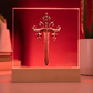 Armory Embossed Look Crowned Sword Plaque – Medieval Fantasy Light Panel