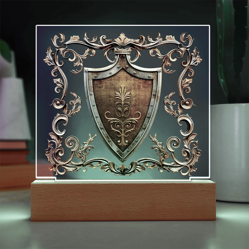 Armory Embossed Look Knight's Shield Plaque – Medieval Fantasy Light Panel