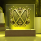 Armory Embossed Look Crossed Swords Plaque – Medieval Fantasy Crest Light Panel