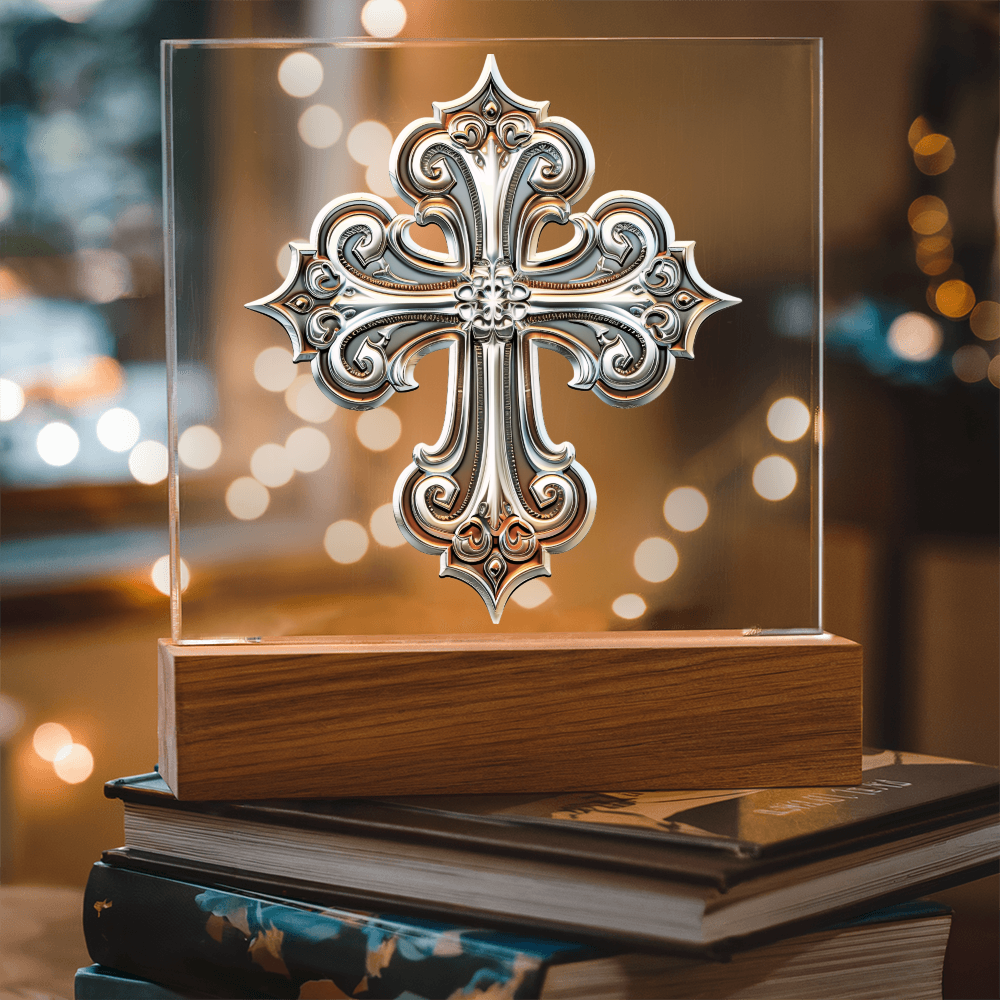 Knight’s Order Embossed Look Cross Plaque – Mystical Fantasy Light Panel