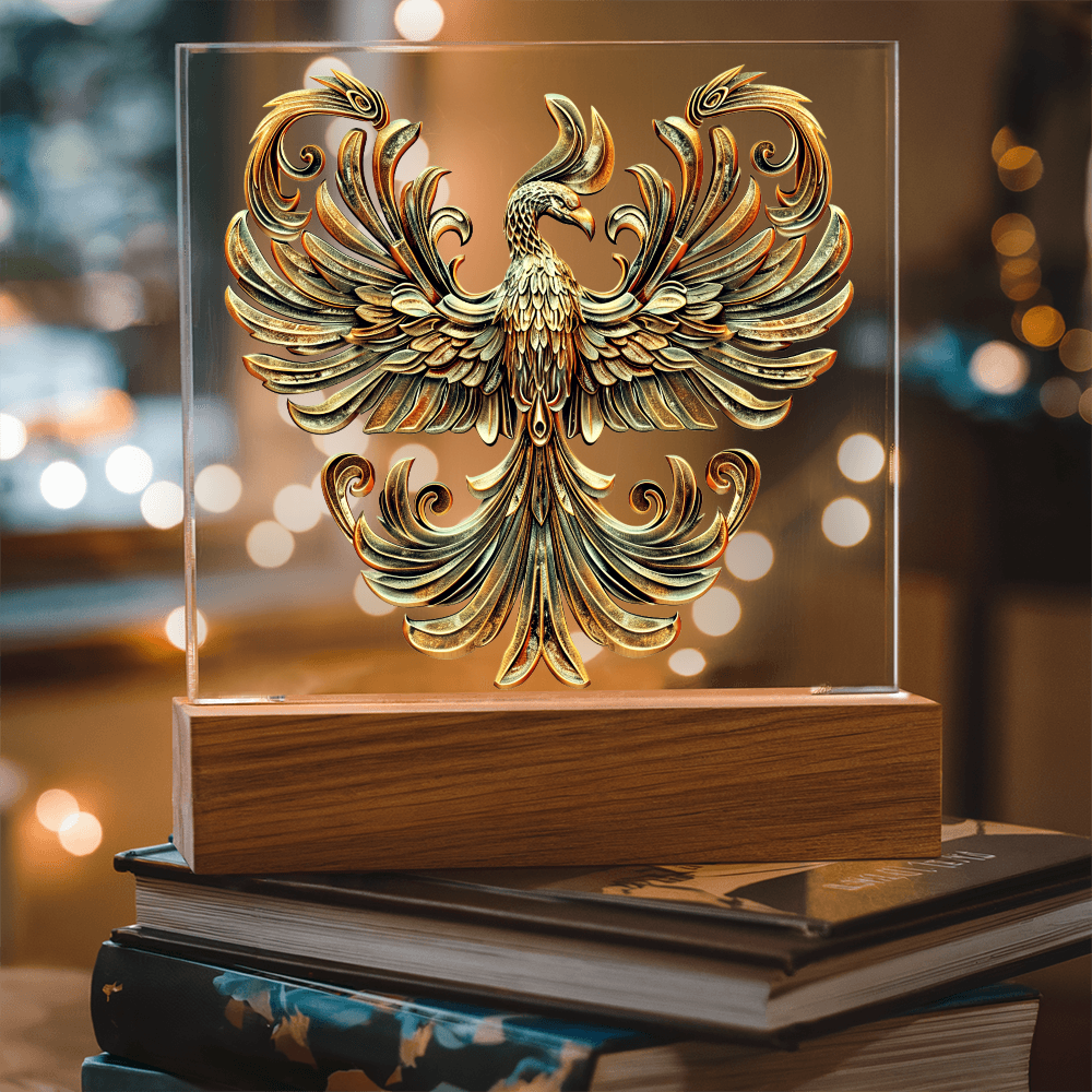 Arcane Embossed Look Phoenix Plaque – Mystical Fantasy Light Panel