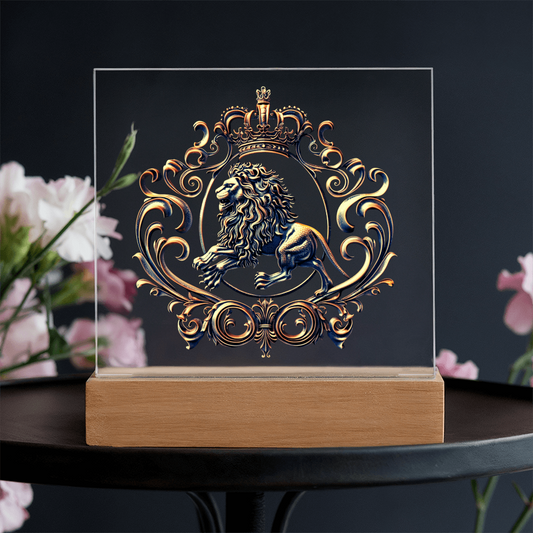Heraldry Embossed Lion Crest Plaque – Regal Fantasy Light Panel