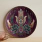 Hamsa Lotus & Feather Plate – Mystical Boho Wall Art (10")