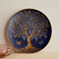 Golden Roots & Indigo Sky – Celestial Tree of Life Decorative Plate